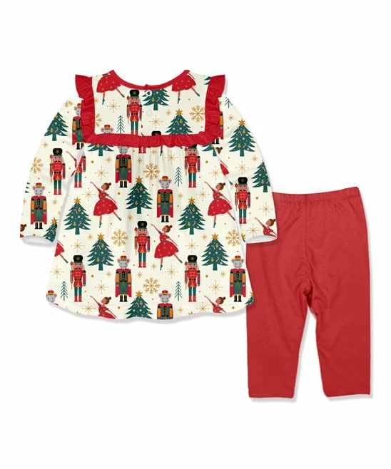 Coupon π Little Millie Cream Nutcracker Dance Ruffle-Accent Tunic & Red Leggings - Infant For Kids π 3 Coupon π Little Millie Cream Nutcracker Dance Ruffle-Accent Tunic & Red Leggings - Infant For Kids π - Image 3
