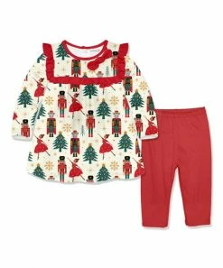 Coupon 🔔 Little Millie Cream Nutcracker Dance Ruffle-Accent Tunic & Red Leggings - Infant For Kids 😉