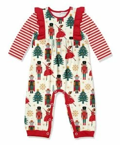 Brand new 🤩 Little Millie Red & Cream Nutcracker Dance Ruffle-Trim Playsuit - Infant For Kids 🧨