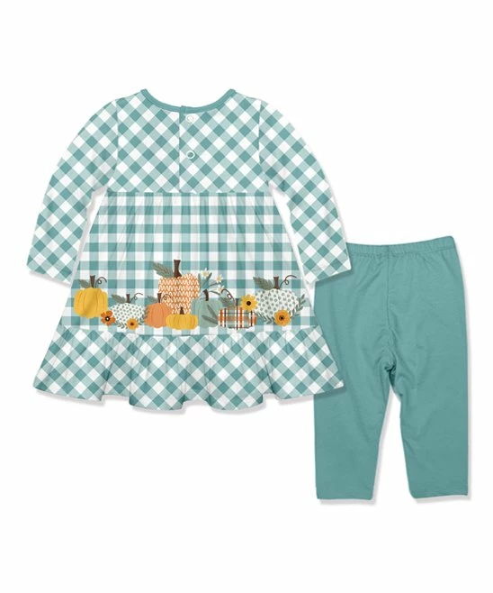 Best deal π€© Little Millie Cream Gingham Pumpkin Babydoll π Dress & Nile Blue Leggings - Infant For Baby & Maternity π― 3 Best deal π€© Little Millie Cream Gingham Pumpkin Babydoll π Dress & Nile Blue Leggings - Infant For Baby & Maternity π― - Image 3