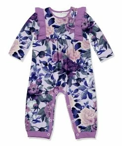 Deals ⌛ Little Millie Pink & Purple Fame Floral Ruffle-Trim Playsuit - Infant & Toddler For Kids 👍