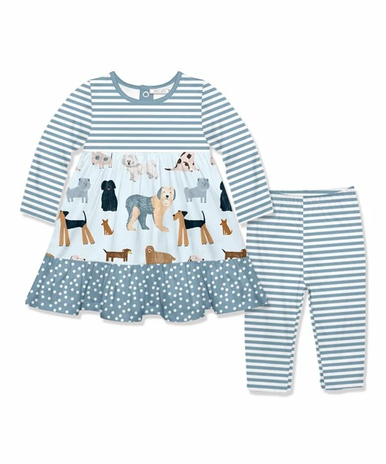 Flash Sale π― Little Millie Pale Blue πΆ Doggy πΆ Dog Babydoll π Dress & Pale Blue Stripe Leggings - Infant & Toddler For Kids π 1 Flash Sale π― Little Millie Pale Blue πΆ Doggy πΆ Dog Babydoll π Dress & Pale Blue Stripe Leggings - Infant & Toddler For Kids π