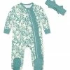Cheapest 🤩 Little Millie Cream Holiday Swirl Ruffle Footie & Nile Blue Soft Headband - Infant For Baby & Maternity 💯