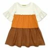 Best deal 🤩 Simply Millie By Millie Loves Lily Orange & Caramel Café Trumpet-Sleeve Tiered A-Line 👗 Dress - 👧 Girls For Kids 🧨