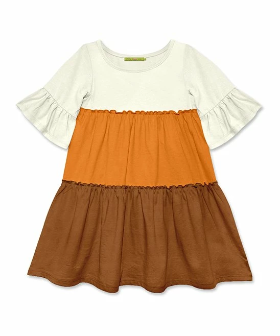 Best deal π€© Simply Millie By Millie Loves Lily Orange & Caramel CafΓ© Trumpet-Sleeve Tiered A-Line π Dress - π§ Girls For Kids 𧨠1 Best deal π€© Simply Millie By Millie Loves Lily Orange & Caramel CafΓ© Trumpet-Sleeve Tiered A-Line π Dress - π§ Girls For Kids π§¨