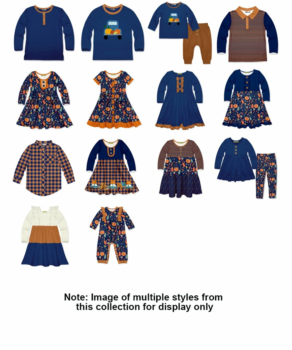 Promo ✨ Millie & Maxx Navy & Rust Constrast-Trim Henley - Toddler For Kids ⌛ 2 Promo ✨ Millie & Maxx Navy & Rust Constrast-Trim Henley - Toddler For Kids ⌛ - Image 2