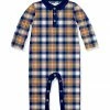 Deals 😉 Little Millie Navy & Rust Gingham Collared Long-Sleeve Playsuit - Infant For Baby & Maternity 👍