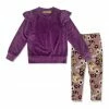 Best reviews of 🛒 Millie Loves Lily Plum Ruffle Ribbed Velour Sweatshirt & Earth Floral Leggings - Infant, Toddler & 👧 Girls For Kids 😀