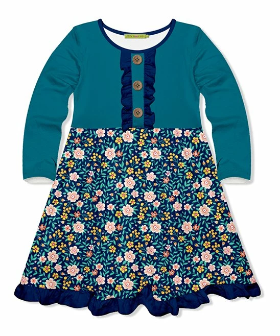 Outlet π Millie Loves Lily Pink & Teal Floral Cluster Button-Front π Dress - Infant, Toddler & π§ Girls For Kids β¨ 1 Outlet π Millie Loves Lily Pink & Teal Floral Cluster Button-Front π Dress - Infant, Toddler & π§ Girls For Kids β¨