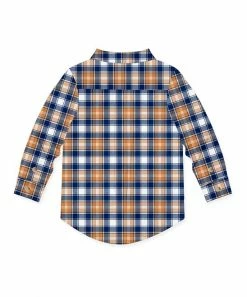 Best Pirce 🛒 Millie & Maxx Navy & Rust Gingham Long-Sleeve Button-Up Top - Boys For Kids 🥰 -Little Millie-shop zu108680712 alt 3 tm1662160891