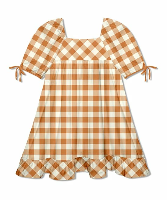 Best Pirce π Millie Loves Lily Rust & Cream Gingham Puff Sleeve Ruffle-Hem A-Line π Dress - Toddler & π§ Girls For Kids π 3 Best Pirce π Millie Loves Lily Rust & Cream Gingham Puff Sleeve Ruffle-Hem A-Line π Dress - Toddler & π§ Girls For Kids π - Image 3