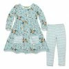 New 🥰 Millie Loves Lily Mint Floral Garden Pocket A-Line 👗 Dress & Stripe Leggings - Infant, Toddler & 👧 Girls For Kids 😍