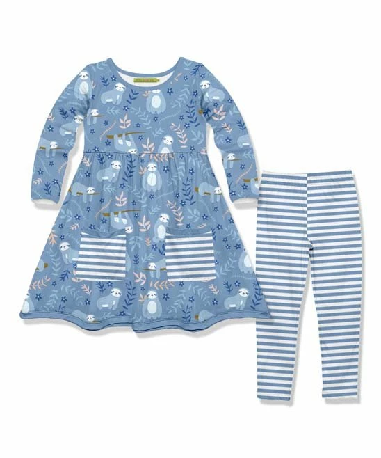 Best deal π Millie Loves Lily Periwinkle Sam Sloth Pocket A-Line π Dress & Stripe Leggings - Infant, Toddler & π§ Girls For Kids π― 1 Best deal π Millie Loves Lily Periwinkle Sam Sloth Pocket A-Line π Dress & Stripe Leggings - Infant, Toddler & π§ Girls For Kids π―