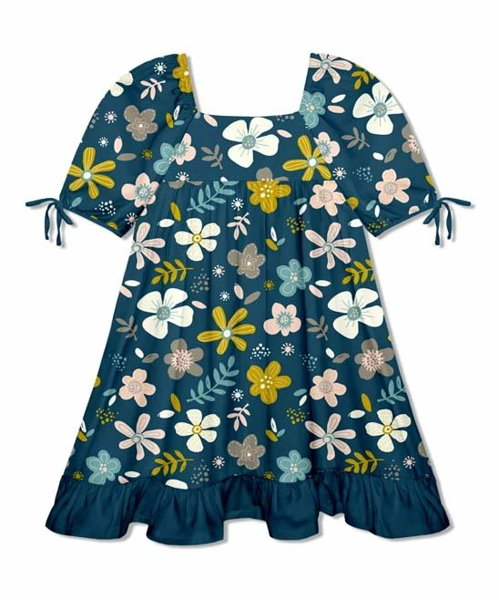 Discount 𧨠Millie Loves Lily Midnight & Cream Floral Patch Puff-Sleeve Ruffle-Hem A-Line π Dress - Toddler & π§ Girls For Kids π 3 Discount 𧨠Millie Loves Lily Midnight & Cream Floral Patch Puff-Sleeve Ruffle-Hem A-Line π Dress - Toddler & π§ Girls For Kids π - Image 3