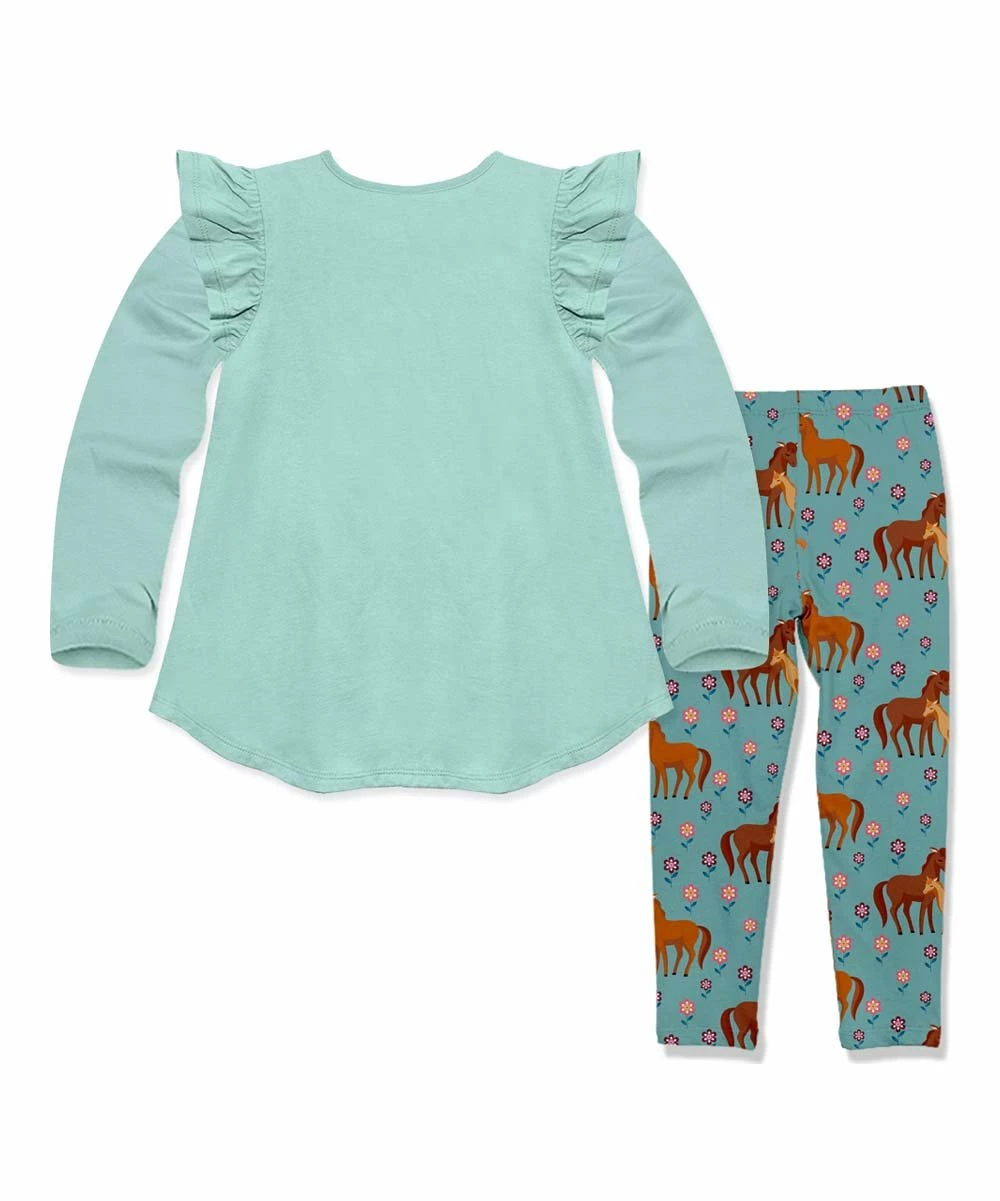 Cheapest π Millie Loves Lily Mint Pony Up Angel-Sleeve Hi-Low Top & Nile Blue Leggings - Infant, Toddler & π§ Girls For Kids π 4 Cheapest π Millie Loves Lily Mint Pony Up Angel-Sleeve Hi-Low Top & Nile Blue Leggings - Infant, Toddler & π§ Girls For Kids π - Image 4