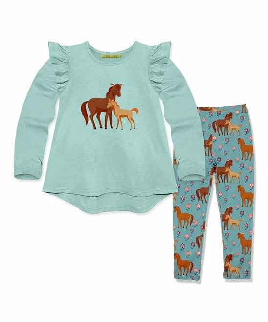 Cheapest π Millie Loves Lily Mint Pony Up Angel-Sleeve Hi-Low Top & Nile Blue Leggings - Infant, Toddler & π§ Girls For Kids π 1 Cheapest π Millie Loves Lily Mint Pony Up Angel-Sleeve Hi-Low Top & Nile Blue Leggings - Infant, Toddler & π§ Girls For Kids π