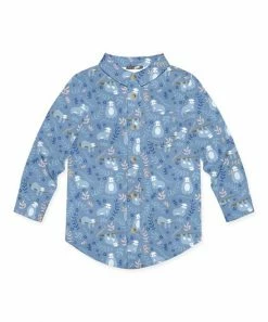 Best Pirce ❤️ Millie & Maxx Periwinkle Sam Sloth Long-Sleeve Button-Up - Boys For Kids 😉
