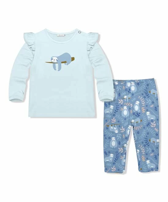 New ✔️ Little Millie Ice Blue Sam Sloth Snap-Up Angel-Sleeve Top & Periwinkle Leggings - Infant & Toddler For Kids ⌛ 1 New ✔️ Little Millie Ice Blue Sam Sloth Snap-Up Angel-Sleeve Top & Periwinkle Leggings - Infant & Toddler For Kids ⌛