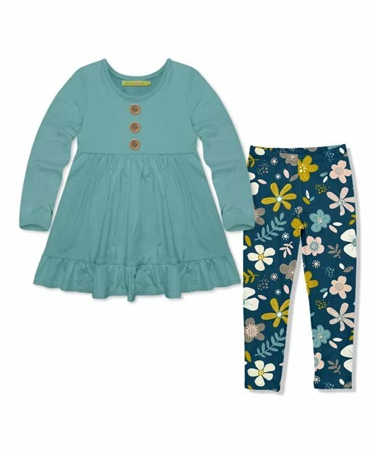 Cheapest π― Millie Loves Lily Nile Blue Button-Front Babydoll Top & Teal Floral Patch Leggings - Infant, Toddler & π§ Girls For Kids 𧨠1 Cheapest π― Millie Loves Lily Nile Blue Button-Front Babydoll Top & Teal Floral Patch Leggings - Infant, Toddler & π§ Girls For Kids π§¨