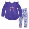 Best deal ❤️ Millie Loves Lily Blue Iris Spring Rainbow Angel-Sleeve Hi-Low Top & Periwinkle Leggings - Infant, Toddler & 👧 Girls For Kids 🎁