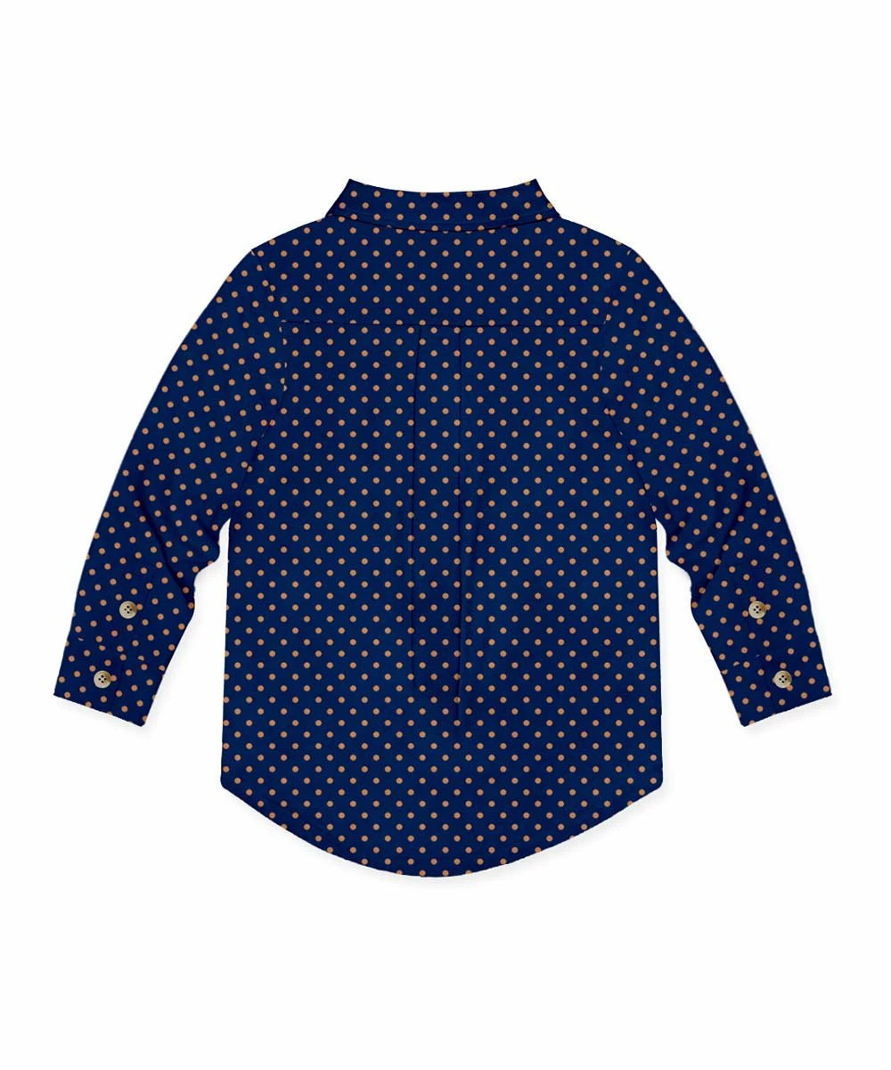 Best deal π Millie & Maxx Navy & Rust Polka Dot Long-Sleeve Button-Up - Boys For Kids π 2 Best deal π Millie & Maxx Navy & Rust Polka Dot Long-Sleeve Button-Up - Boys For Kids π - Image 2