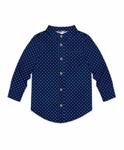 Best deal 😀 Millie & Maxx Navy & Rust Polka Dot Long-Sleeve Button-Up - Boys For Kids 🛒