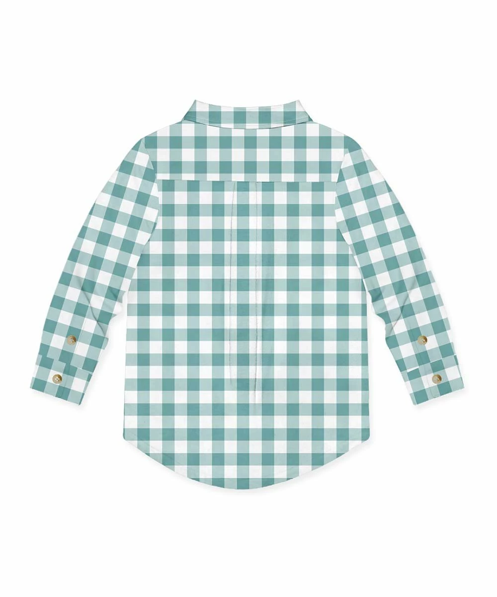 Budget π Millie & Maxx Nile Blue & White Gingham Long-Sleeve Button-Up - Toddler For Kids π 2 Budget π Millie & Maxx Nile Blue & White Gingham Long-Sleeve Button-Up - Toddler For Kids π - Image 2