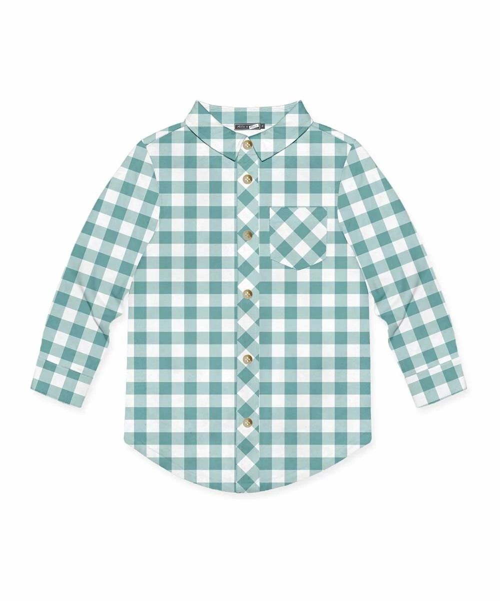 Budget π Millie & Maxx Nile Blue & White Gingham Long-Sleeve Button-Up - Toddler For Kids π 1 Budget π Millie & Maxx Nile Blue & White Gingham Long-Sleeve Button-Up - Toddler For Kids π