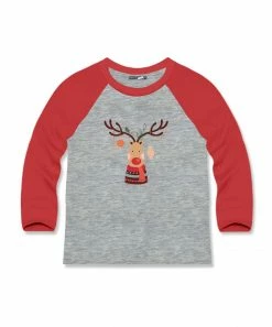Promo ❤️ Millie & Maxx Heather Gray & Red Reindeer Long-Sleeve Raglan Tee - Boys For Kids 👏