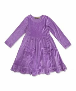Outlet ❤️ Simply Millie By Millie Loves Lily Purple Velour Pocket Long-Sleeve A-Line 👗 Dress - Infant For Kids ⌛