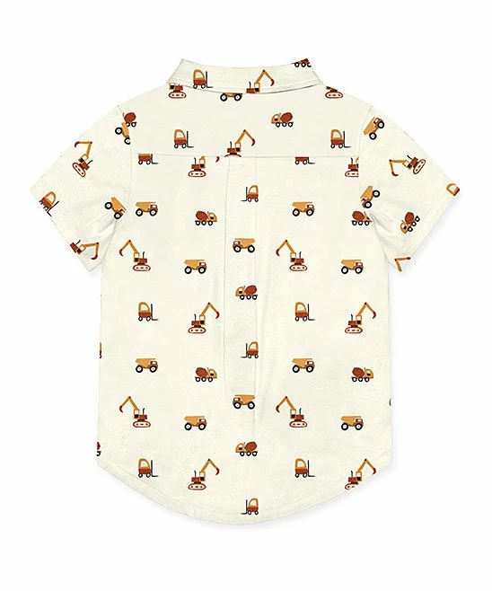 Flash Sale β€οΈ Millie & Maxx Cream Roadwork Short-Sleeve Button-Up - Toddler & π§ Girls For Kids π₯° 2 Flash Sale β€οΈ Millie & Maxx Cream Roadwork Short-Sleeve Button-Up - Toddler & π§ Girls For Kids π₯° - Image 2