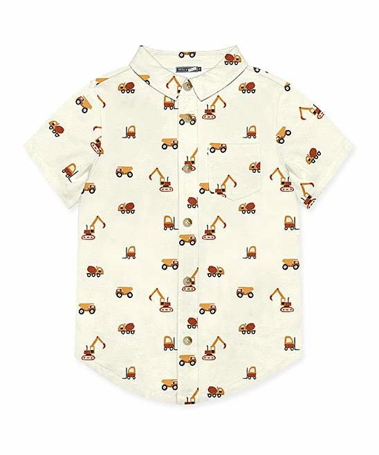 Flash Sale β€οΈ Millie & Maxx Cream Roadwork Short-Sleeve Button-Up - Toddler & π§ Girls For Kids π₯° 1 Flash Sale β€οΈ Millie & Maxx Cream Roadwork Short-Sleeve Button-Up - Toddler & π§ Girls For Kids π₯°