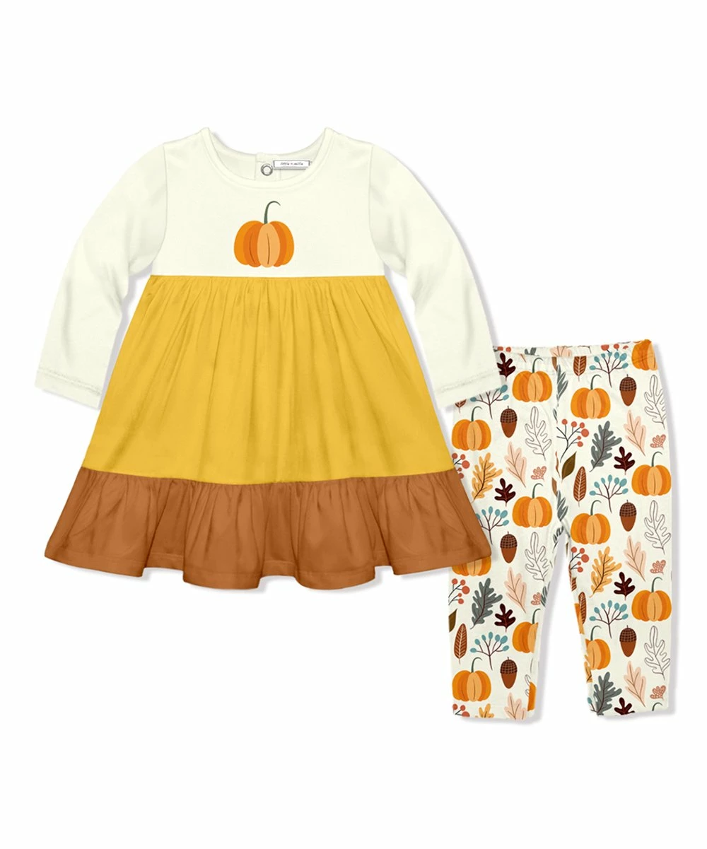 Cheap π Little Millie Marigold Tiered Babydoll π Dress & Cream Autumn Frost Leggings - Infant & Toddler For Kids π 1 Cheap π Little Millie Marigold Tiered Babydoll π Dress & Cream Autumn Frost Leggings - Infant & Toddler For Kids π