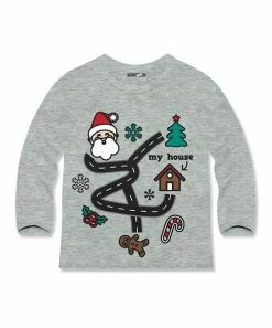 Hot Sale ✨ Millie & Maxx Heather Gray Santa Map Crewneck Raglan Tee - Infant, Toddler & Boys For Kids 🥰