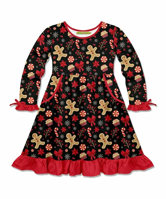 Wholesale β€οΈ Millie Loves Lily Black Gingerbread Sweets Bow-Accent Pocket A-Line π Dress - Toddler & π§ Girls For Kids π 1 Wholesale β€οΈ Millie Loves Lily Black Gingerbread Sweets Bow-Accent Pocket A-Line π Dress - Toddler & π§ Girls For Kids π