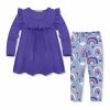 Brand new 😀 Millie Loves Lily Blue Iris Ruffle Long-Sleeve Top & Periwinkle Rainbow Leggings - 👧 Girls For Other ❤️