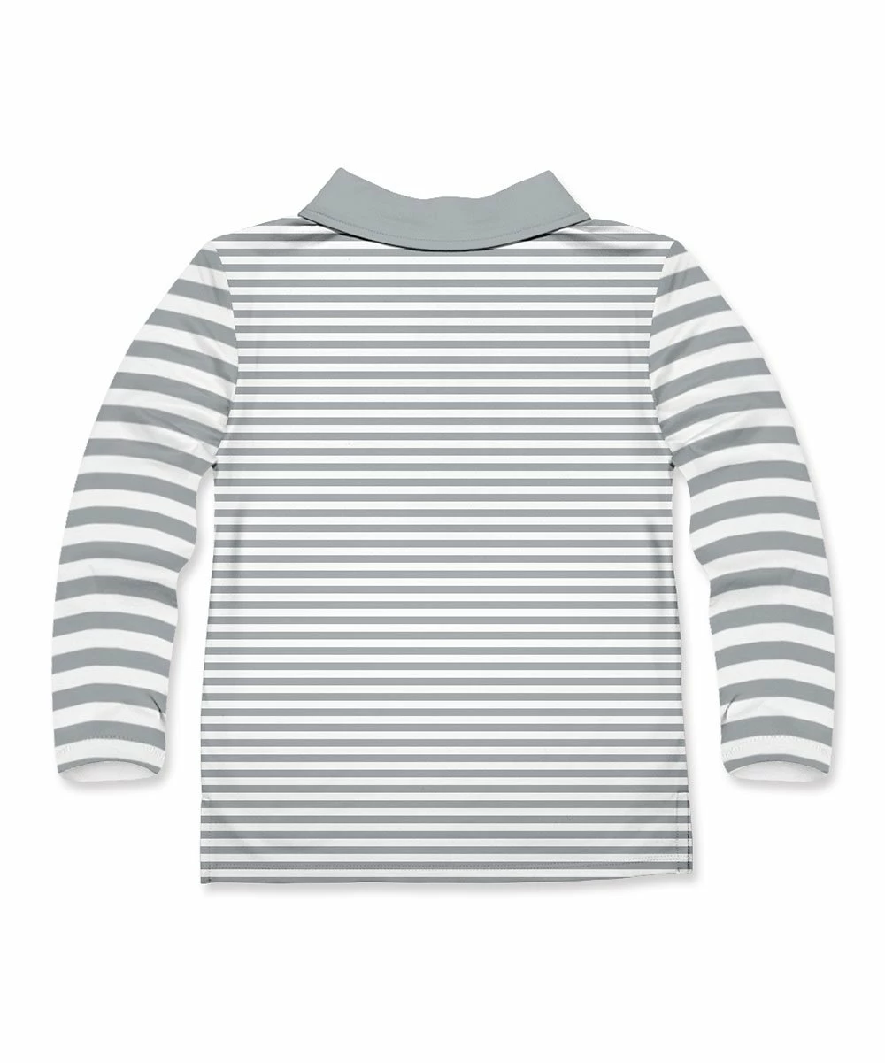 Best deal 𧨠Millie & Maxx Gray Stripe Santa Long-Sleeve Polo - Infant, Toddler & Boys For Kids π 2 Best deal 𧨠Millie & Maxx Gray Stripe Santa Long-Sleeve Polo - Infant, Toddler & Boys For Kids π - Image 2