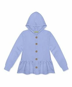 Best Pirce 🤩 Simply Millie By Millie Loves Lily Periwinkle Ruffle-Hem Button-Up Hoodie - Toddler & 👧 Girls For Kids 🌟