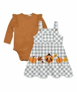 Top 10 ✨ Little Millie Rust Long-Sleeve Bodysuit & Gray Gingham Pumpkin Paradise Jumper - Infant For Baby & Maternity 👏