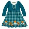Deals ✔️ Millie Loves Lily Teal Gingham Pumpkin Truck Button-Accent A-Line 👗 Dress - 👧 Girls For Kids ✨