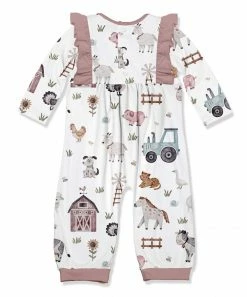 Best deal 🎁 Little Millie White & Rose Baby Farm Animal Ruffle-Trim Playsuit - Infant & Toddler For Kids 👍 -Little Millie-shop zu109037454 alt 2 tm1663699144