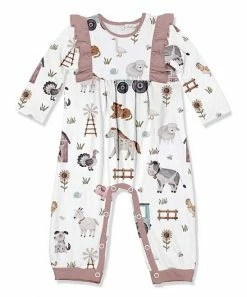 Best deal 🎁 Little Millie White & Rose Baby Farm Animal Ruffle-Trim Playsuit - Infant & Toddler For Kids 👍