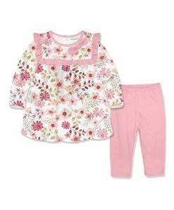 Best deal 🧨 Little Millie Pink Floral Breeze Ruffle-Trim Tunic & Pink Leggings - Infant & Toddler For Kids 🧨