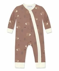 Flash Sale β Little Millie Brown & Cream Hedgehog Zip-Up Playsuit - Infant For Baby & Maternity π