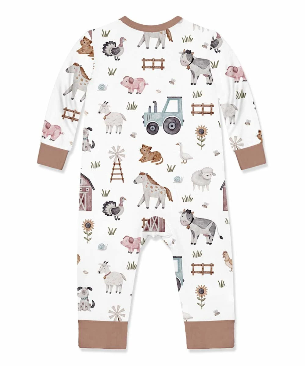 Best deal βοΈ Little Millie White & Brown Baby Farm Animal Zip-Up Playsuit For Baby & Maternity π 3 Best deal βοΈ Little Millie White & Brown Baby Farm Animal Zip-Up Playsuit For Baby & Maternity π - Image 3