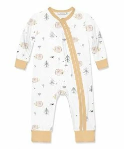 Coupon 🛒 Little Millie White & Beige Hedgehog Zip-Up Playsuit - Infant For Baby & Maternity 🥰