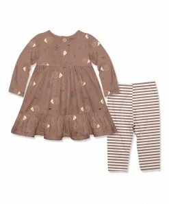 Hot Sale 😀 Little Millie Brown Hedgehog Babydoll 👗 Dress & Brown Stripe Leggings - Infant & Toddler For Kids ✔️ -Little Millie-shop zu109037652 alt 2 tm1663698480