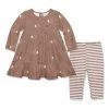 Hot Sale 😀 Little Millie Brown Hedgehog Babydoll 👗 Dress & Brown Stripe Leggings - Infant & Toddler For Kids ✔️