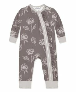 Hot Sale 🌟 Little Millie Gray & White Floral Sketch Zip-Up Playsuit - Infant For Baby & Maternity ⌛