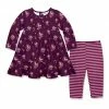 Cheap 🤩 Little Millie Plum Whisper Rose Babydoll 👗 Dress & Pink Stripe Leggings - Infant & Toddler For Kids ⭐